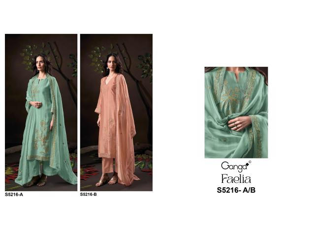 Ganga faelia 5216 ladies dress materials wholesale bazaar
